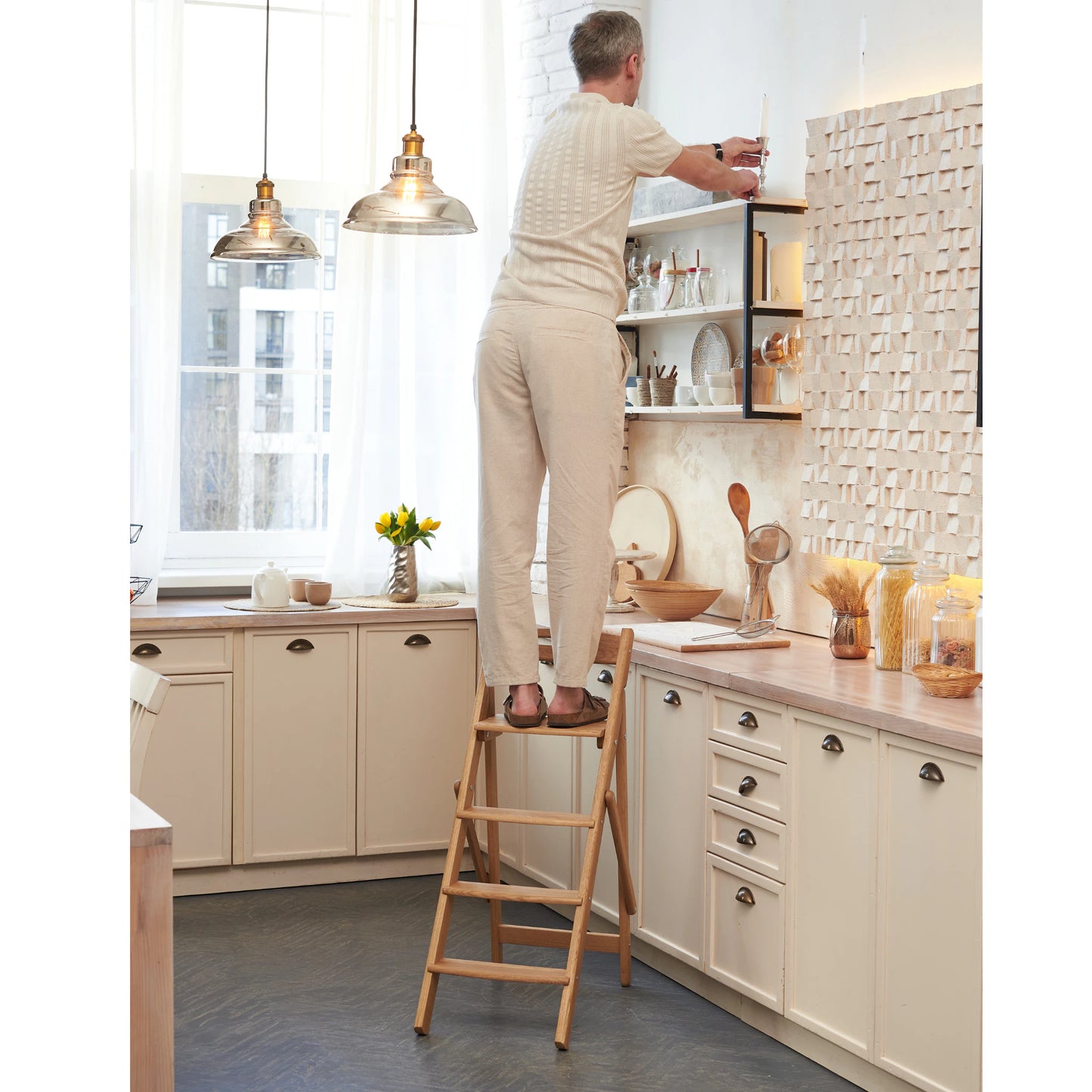 Climbing oak step stool – shows scale and functionality