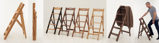 handcrafted oak wooden step ladder for home interior