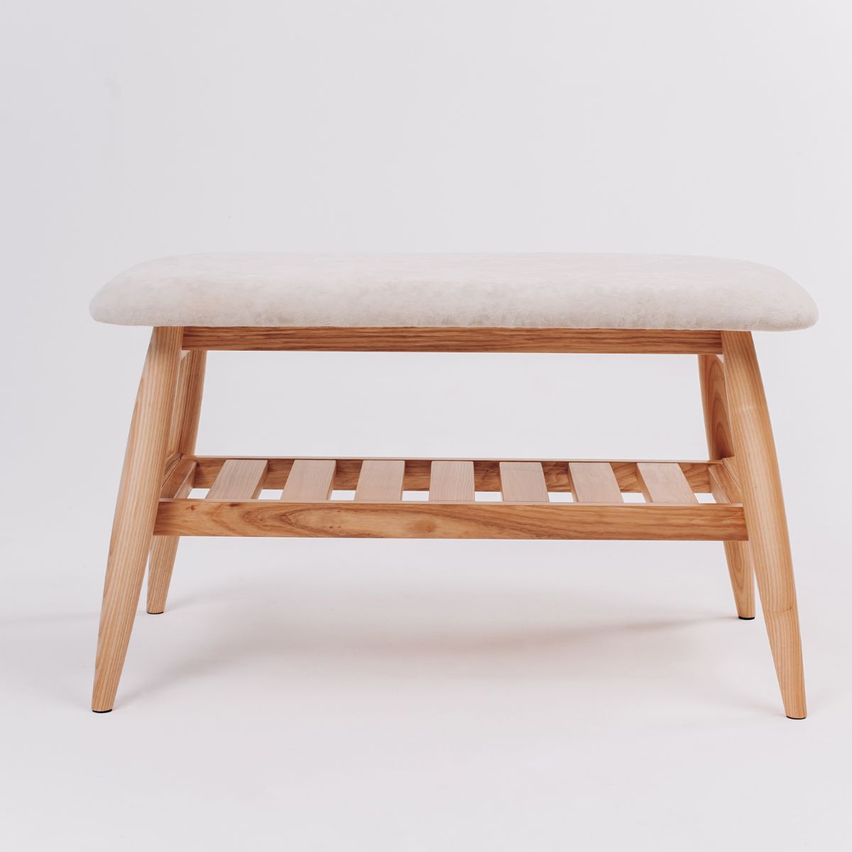 modern wooden bench for hallway or living room
