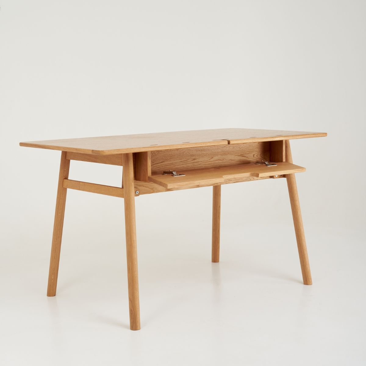 Light oak writing desk with solid oak legs and minimalist Scandinavian design