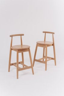 Bar stool made of light oak. Scandinavian style chair and Ukrainian craftsmanship.